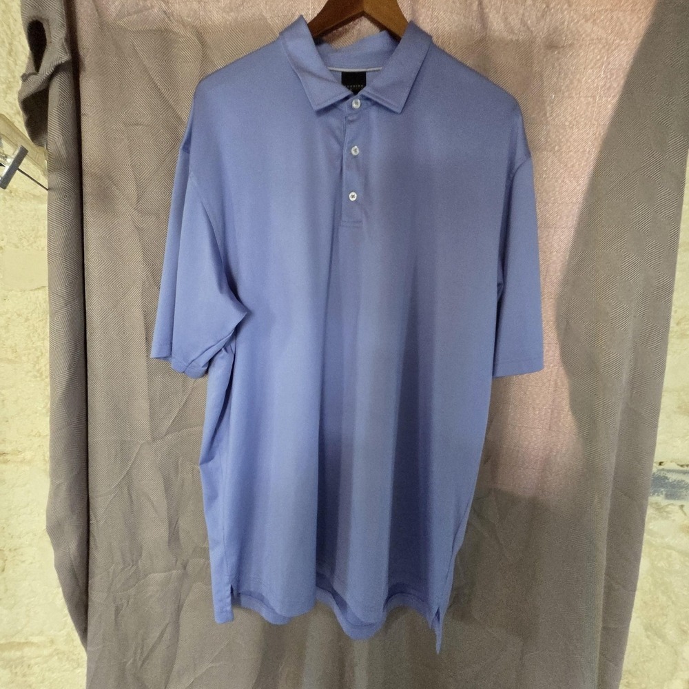 Dunning Golf Polo Shirt Mens 2XL Blue Solid Stretch Performance Knit Top